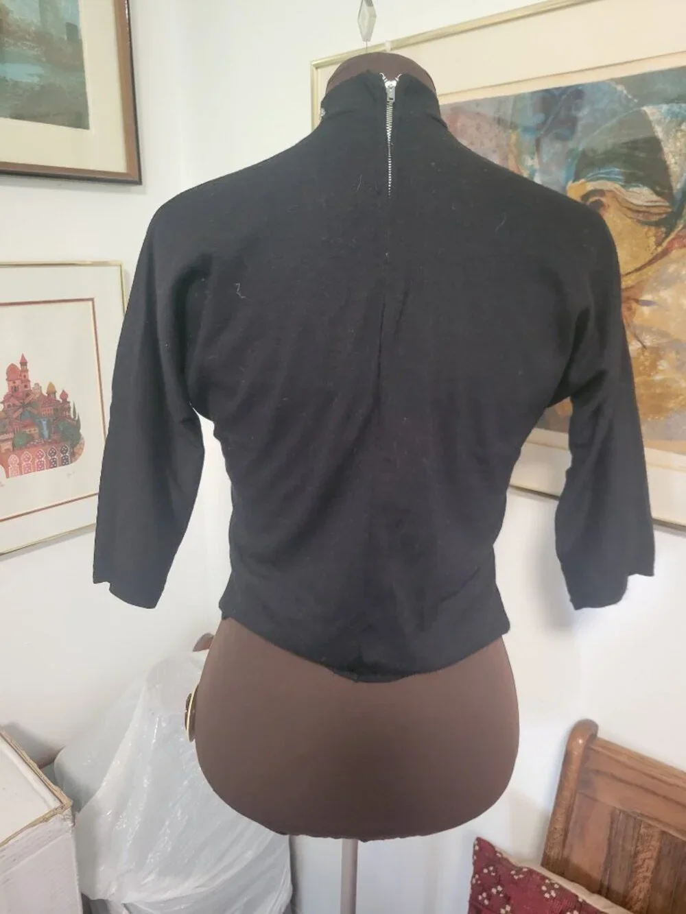 Vintage 1940's Black Knit with Bling - Picture 4 of 5